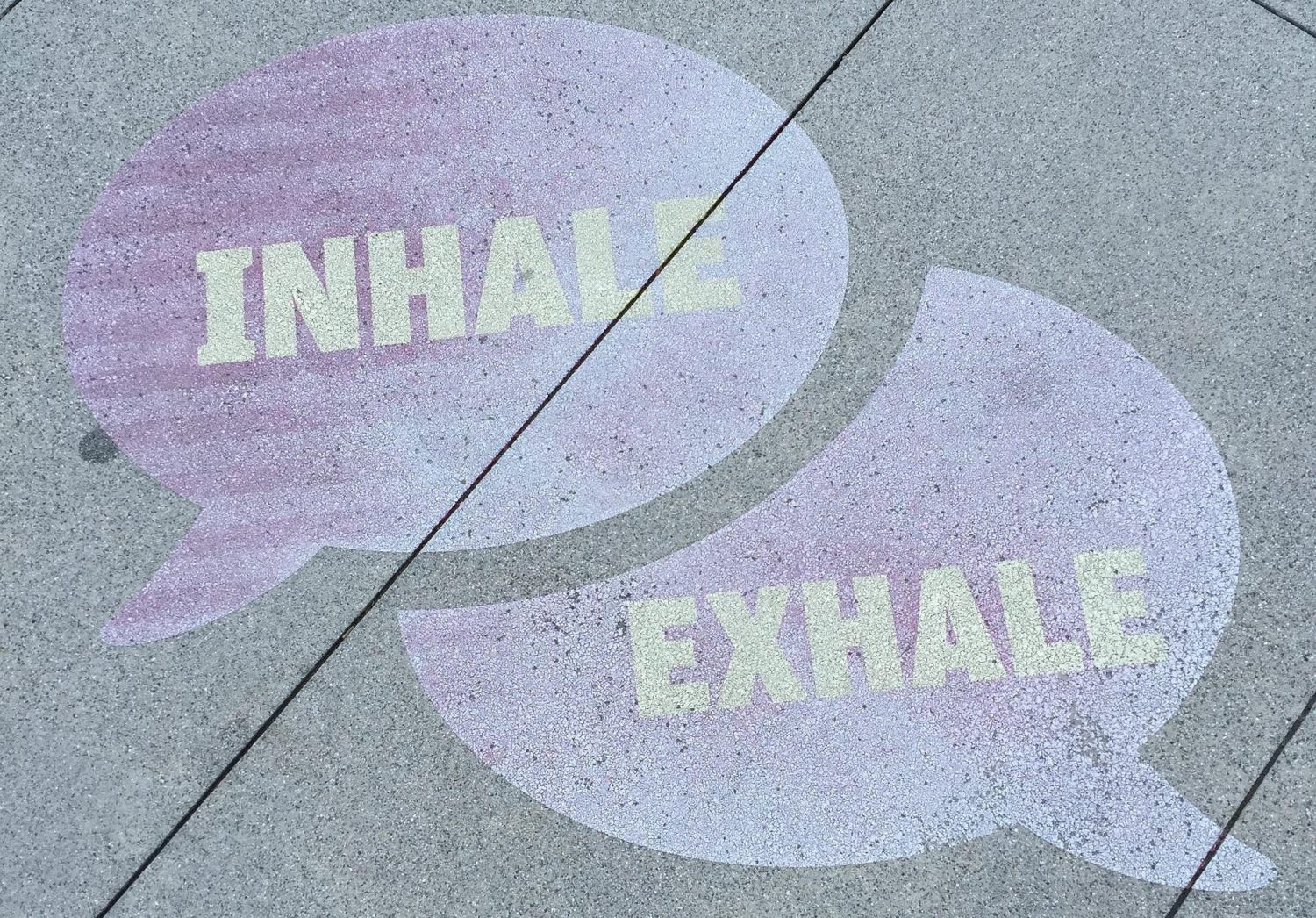Street art says inhale and exhale. Breathing exercises for long covid